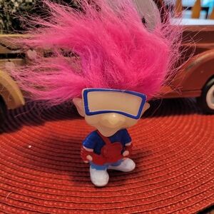 Pink-Haired Troll Action Figure with Blue Outfit
